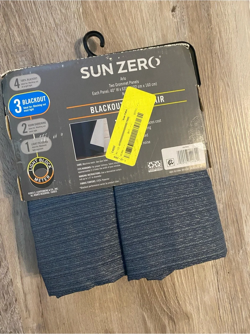 Sun Zero Blackout Grommet Thermal Insulated Curtain panel Set Navy 40